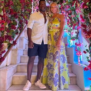 Floral maxi dress with cutouts